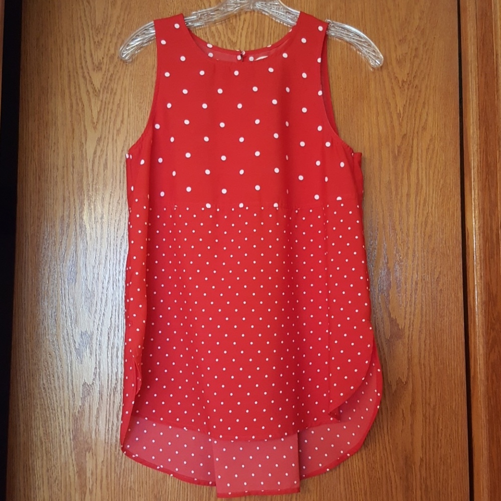 Faded Glory * Red polka dot tank, hi/low
